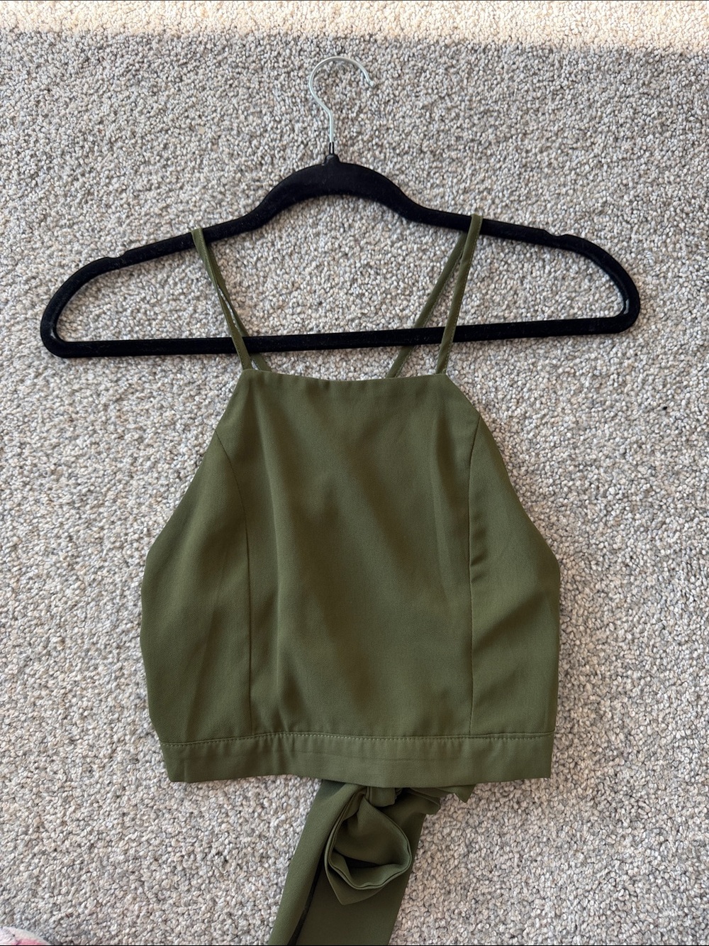 Olive Green Women's Halter Crop Top